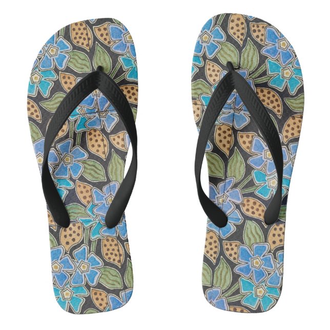Elegante Blume Blue Periwinkle Floral Classic Flip Flops (Fußbett)