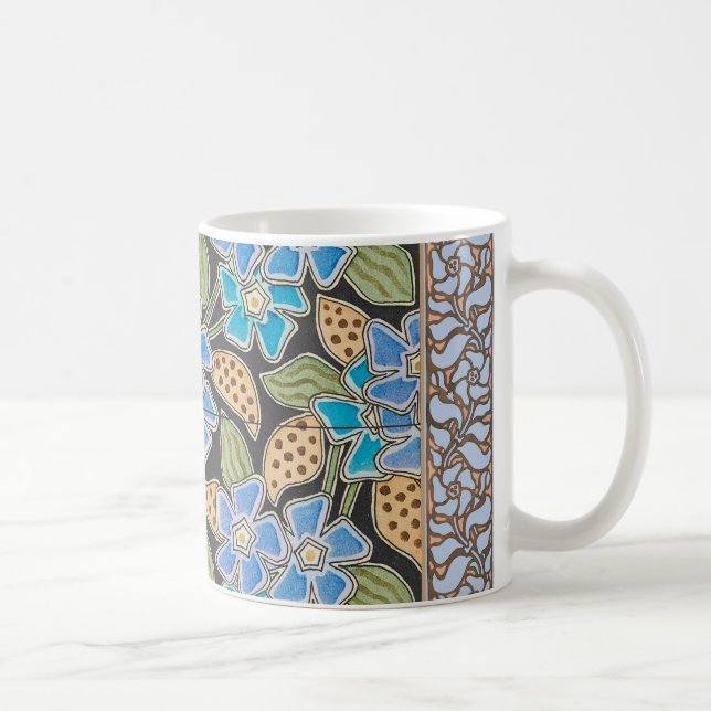 Elegante Blume Blue Periwinkle Floral Classic Kaffeetasse (Rechts)