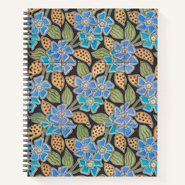 Elegante Blume Blue Periwinkle Floral Classic Notizbuch (Vorderseite)