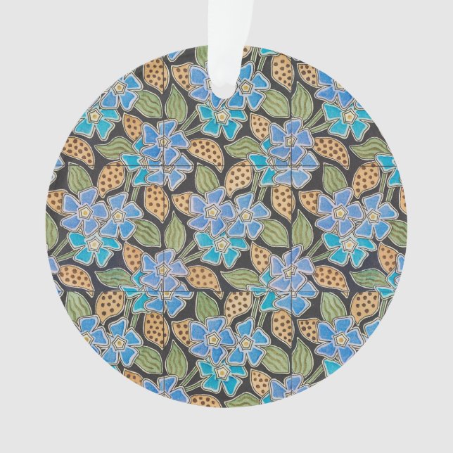 Elegante Blume Blue Periwinkle Floral Classic Ornament (Vorderseite)
