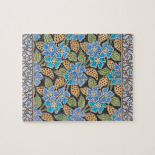 Elegante Blume Blue Periwinkle Floral Classic Puzzle