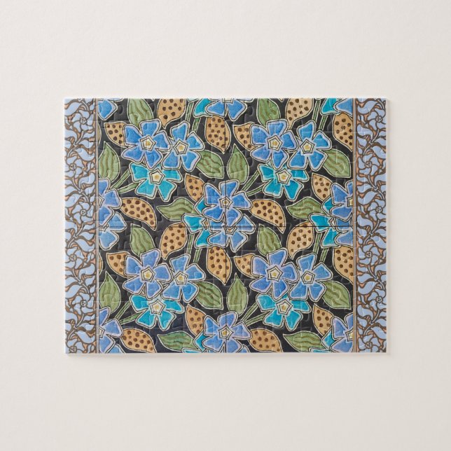Elegante Blume Blue Periwinkle Floral Classic Puzzle (Horizontal)