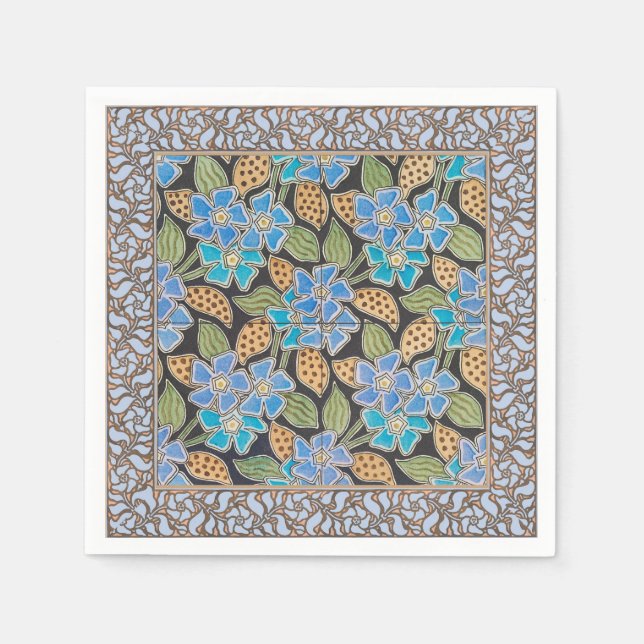 Elegante Blume Blue Periwinkle Floral Classic Serviette (Vorderseite)