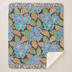 Elegante Blume Blue Periwinkle Floral Classic Sherpadecke