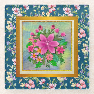 Elegante Blume Botanischer Frühling Bouquet Glasuntersetzer