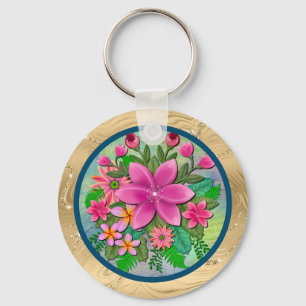 Elegante Blume Botanischer Frühling Bouquet Schlüsselanhänger