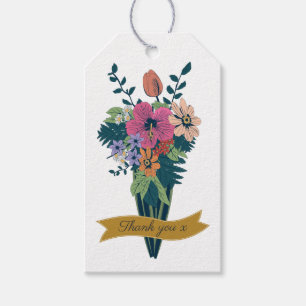 Elegante Blume Bouquet Ribbon Vielen Dank Geschenkanhänger