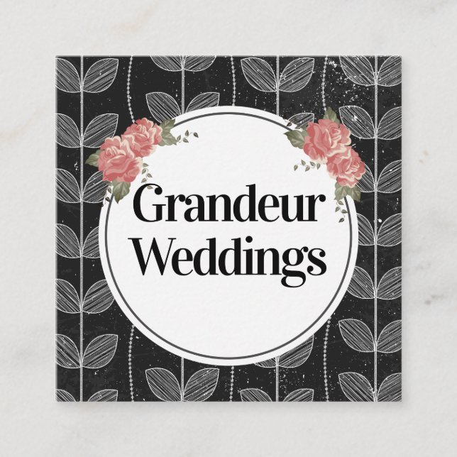 Elegante Blume Chalk Quadratische Visitenkarte (Vorderseite)