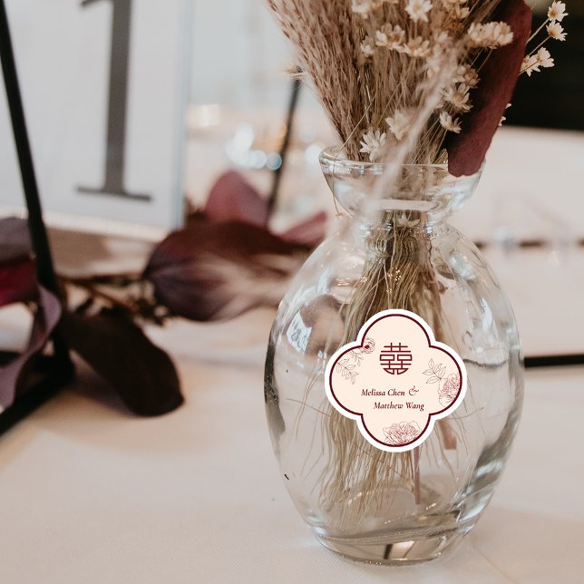 Elegante Blume Double Xi Chinesische Hochzeit Aufkleber (Elegant Flower Double Xi Chinese Wedding Sticker)