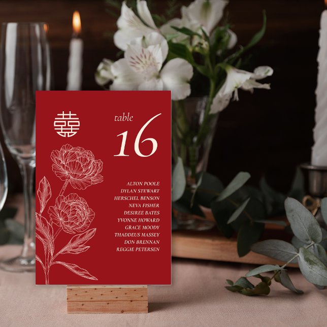 Elegante Blume Double Xi Guest Names Tischnummer (Elegant Flower Double Xi Guest Names Table Number)