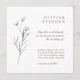 Elegante Blume. Einfache formale Schwarz-weiße Hoc Einladung
