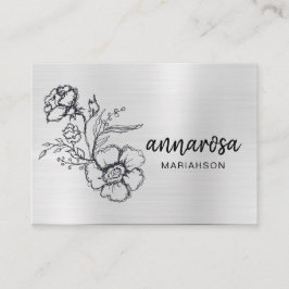 *~* Elegante Blume Floral Silver LOGO FOTO QR Visitenkarte