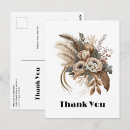 Elegante Blume Folien und Feathers Vielen Dank Postkarte