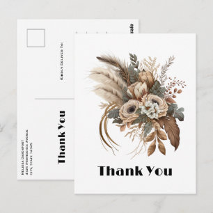 Elegante Blume Folien und Feathers Vielen Dank Postkarte