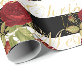 Elegante Blume Frohe Weihnachten Gold Glitzer Geschenkpapier