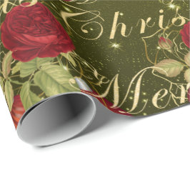 Elegante Blume Frohe Weihnachtsgold-Glitzer Moos Geschenkpapier
