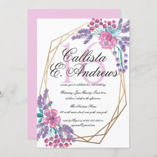 Elegante Blume Gold Terrarium Wasserfarbe Süß 16 Einladung