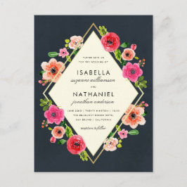 Elegante Blume | Goldrahmen-Hochzeit Postkarte