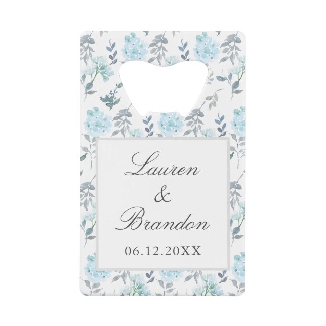 Elegante Blume Gray Blue Wedding Vielen Dank Geldbeutel Flaschenöffner (Vorderseite)