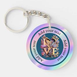 Elegante Blume, Herz und Goldene Liebe Schlüsselanhänger