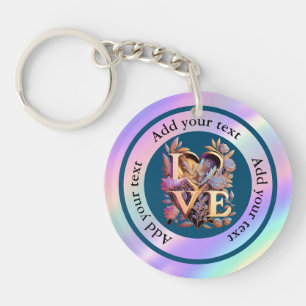 Elegante Blume, Herz und Goldene Liebe Schlüsselanhänger