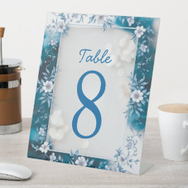 Elegante Blume Hochzeit Biue & White Overlay Sockelschild