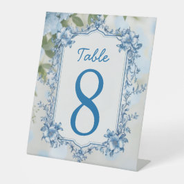 Elegante Blume Hochzeit Biue & White Overlay Sockelschild