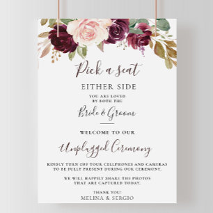 Elegante Blume Hochzeit ohne Stecker Poster
