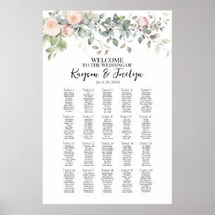 Elegante Blume Hochzeitskarte 20 Tische Poster