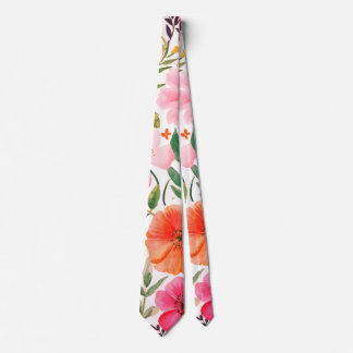Elegante Blume in Aquarellfarbe, orange, rosa2 Krawatte