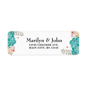 Elegante Blume in Blau Rosa, Beige Wasserfarbe