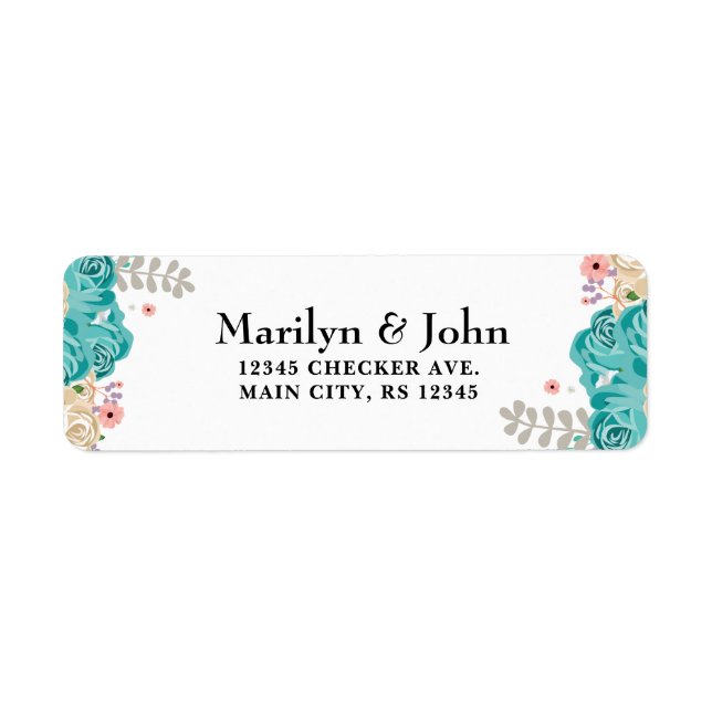 Elegante Blume in Blau Rosa, Beige Wasserfarbe (Vorne)