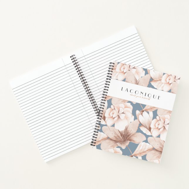 Elegante Blume in Blau und Beige Notizbuch (Innenseite)