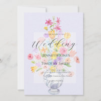 elegante Blume in blauem Topf lila