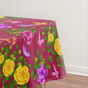 Elegante Blume in Gelb, Rosa und Lila Rose Tischdecke