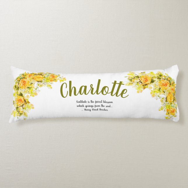 Elegante Blume in Gelb und Orange Seitenschläferkissen (Vorderseite)