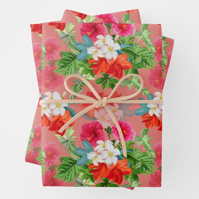 Elegante Blume in Rosa Geschenkpapier Set (Beispiel)