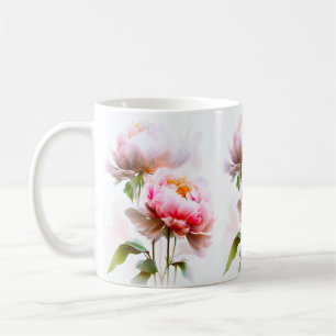 Elegante Blume in Rosa und Weiß Kaffeetasse