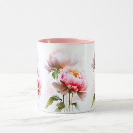 Elegante Blume in Rosa und Weiß Tasse