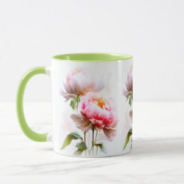 Elegante Blume in Rosa und Weiß Tasse