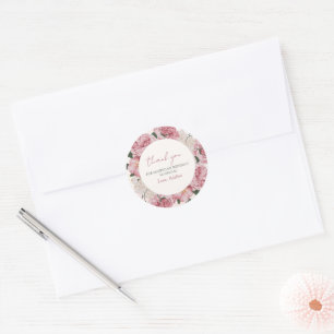 Elegante Blume in Rosa und Weiß Vielen Dank Runder Aufkleber