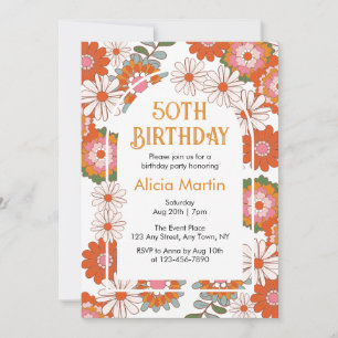 Elegante Blume & Leaf Geburtstag Einladung