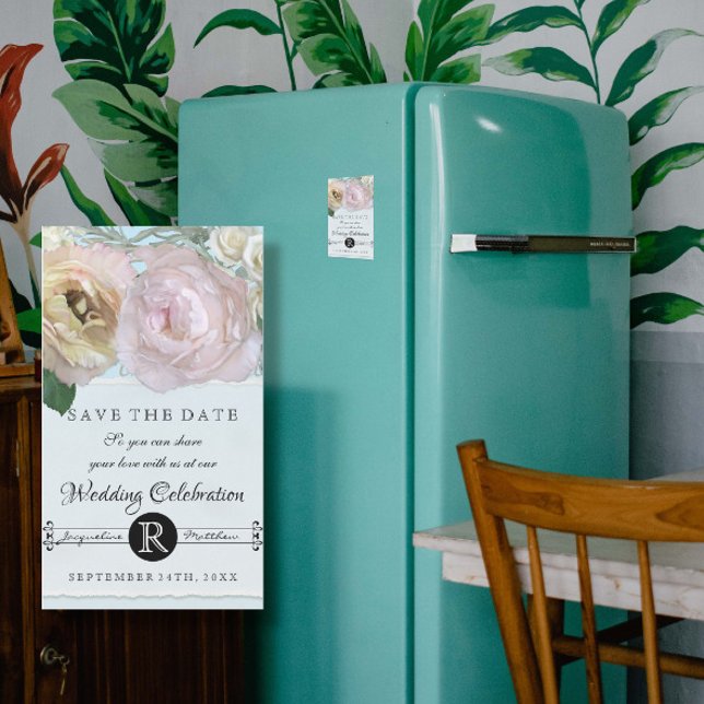 Elegante Blume mit blühenden Pastellfarben Pink Bl Magnetkarte (Von Creator hochgeladen)