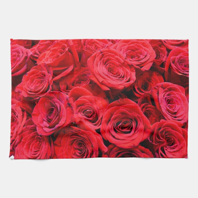 Elegante Blume mit rotem Blumen Rose Handtuch (Horizontal)