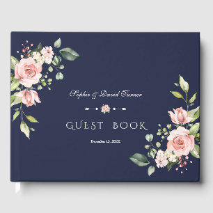 Elegante Blume mit Wasserfarbenblush Hochzeit der  Gästebuch