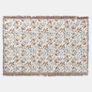 Elegante Blume mit Weiß, Gelb und Braun Decke