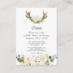 Elegante Blume mit Weißcreme Hochzeitsdetails Begleitkarte