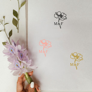 Elegante Blume Monogramm, Hochzeit Gummistempel