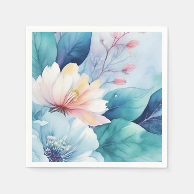 Elegante Blume Paper Napkin Serviette (Vorderseite)