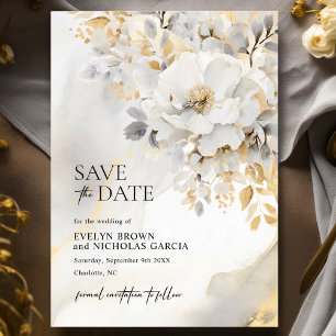 Elegante Blume Peony Gray Black Wedding Save The Date